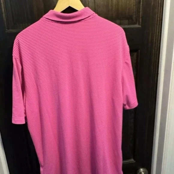 ADIDAS Golf‎ Polo Shirt Mens XL Pink Black Stripe Performance Athletic Fit - Picture 2 of 3